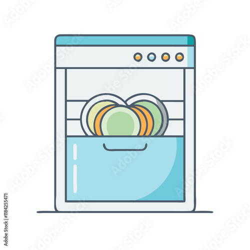 dishwasher vector icon, electronics vector illustration - simple illustration of dishwasher perfect for logos, and electronics-themed designs.