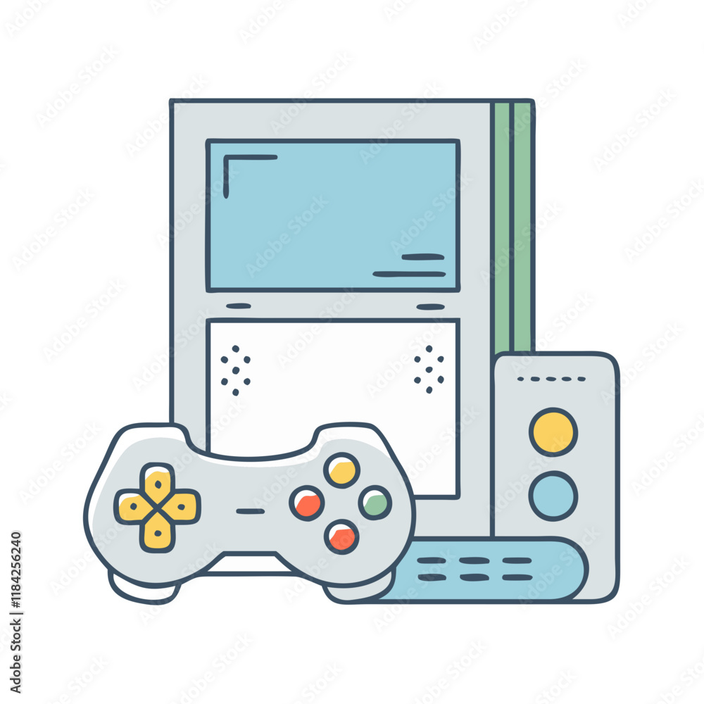 Fototapeta premium gaming console vector icon, electronics vector illustration - simple illustration of gaming console perfect for logos, and electronics-themed designs.