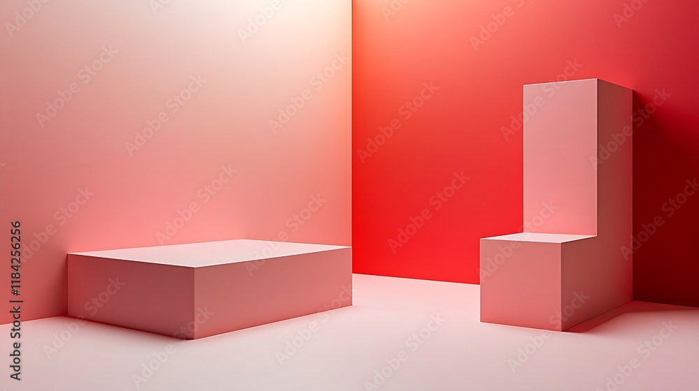 Abstract Pink and Red Geometric Room Display Abstract Pink and Red Geometric Room Display