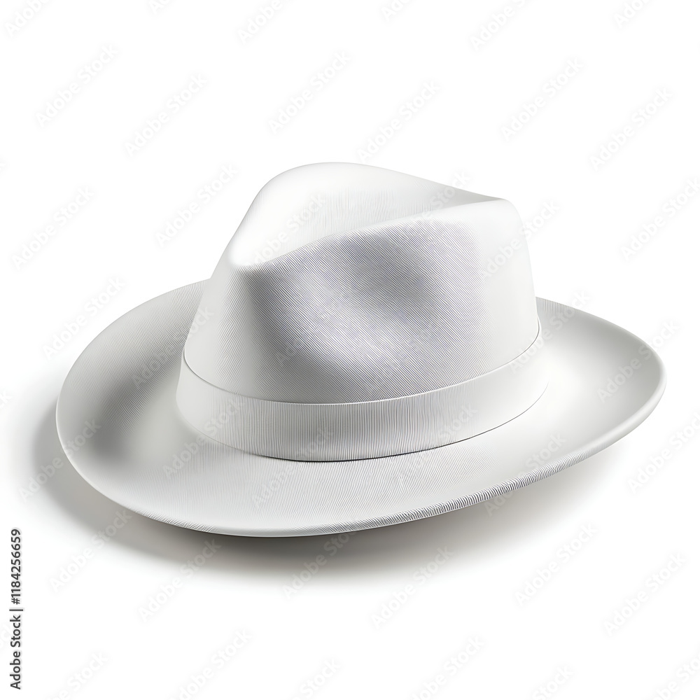 Stylish white fedora hat, isolated on white background. Perfect for fashion, design, or advertising projects. Stylish white fedora hat, isolated on white background. Perfect for fashion, design, or advertising projects.