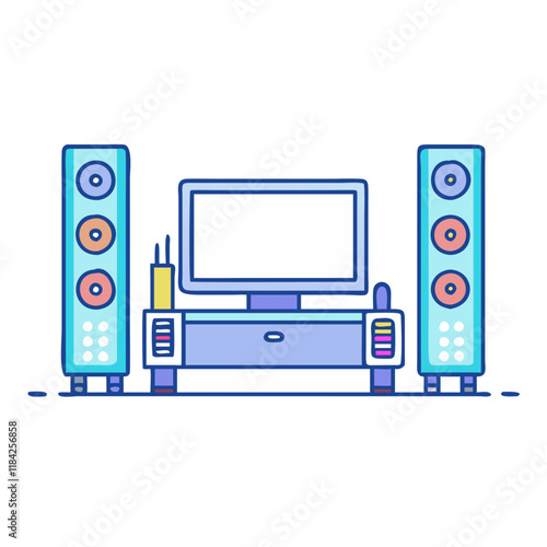 home theater system vector icon, electronics vector illustration - simple illustration of home theater system perfect for logos, and electronics-themed designs.