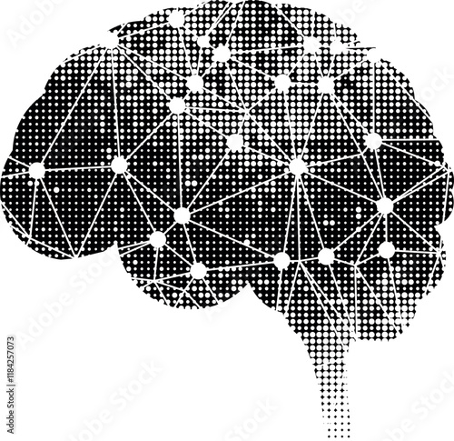 Brain halftone grunge vector art 2