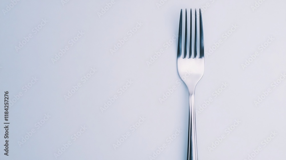 Shiny Silver Metal Fork on Plain White Background Shiny Silver Metal Fork on Plain White Background