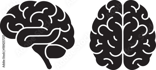 Set of 2 brain halftone vector art 3