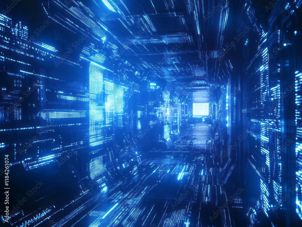 Digital Data Stream Tunnel Abstract Visualization Digital Data Stream Tunnel Abstract Visualization