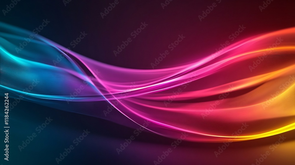 Vibrant Neon Flowing Abstract Lines with Copy Space for Futuristic Designs Vibrant Neon Flowing Abstract Lines with Copy Space for Futuristic Designs