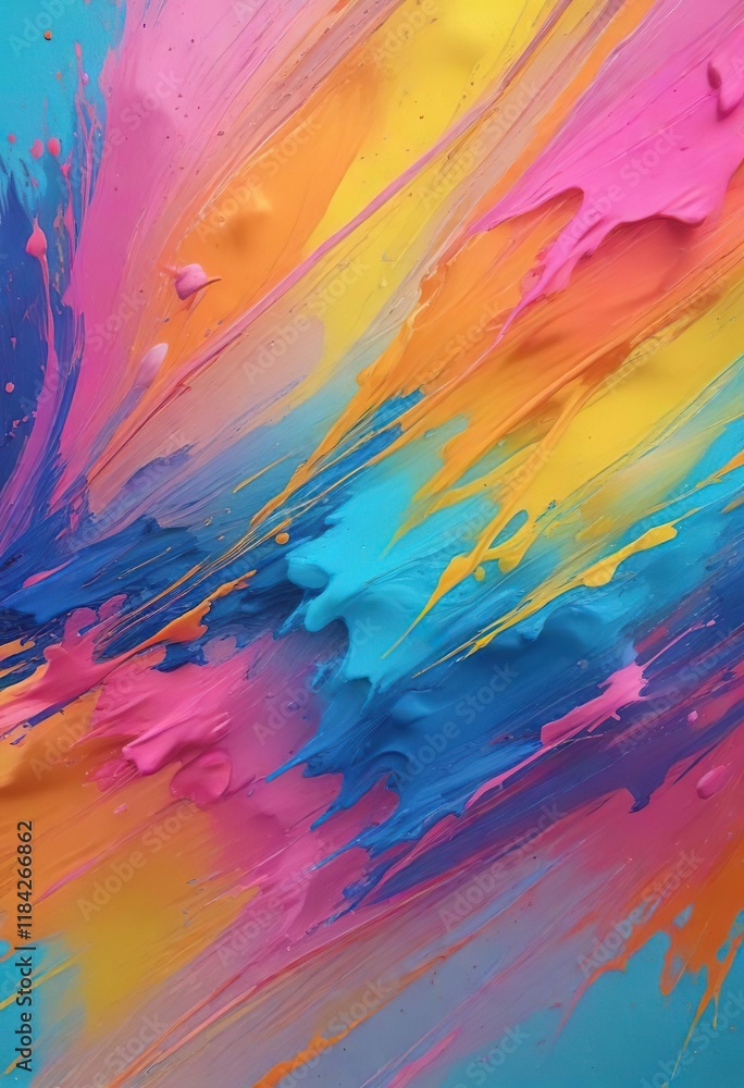 Obraz premium Vibrant abstract canvas with multiple shades of blue orange yellow and pink, pink, art