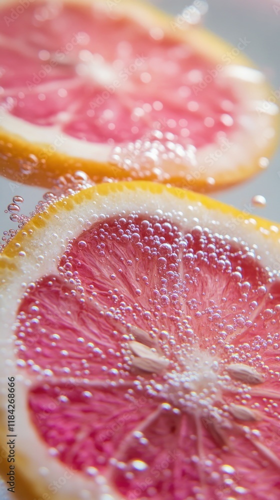 Juicy citrus slices create refreshing splash, highlighting vibra Juicy citrus slices create refreshing splash, highlighting vibra