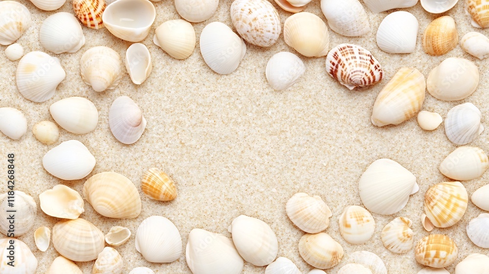 Close-up of Sandy Beach with Tiny Shells,Coastal Minimalism Close-up of Sandy Beach with Tiny Shells,Coastal Minimalism