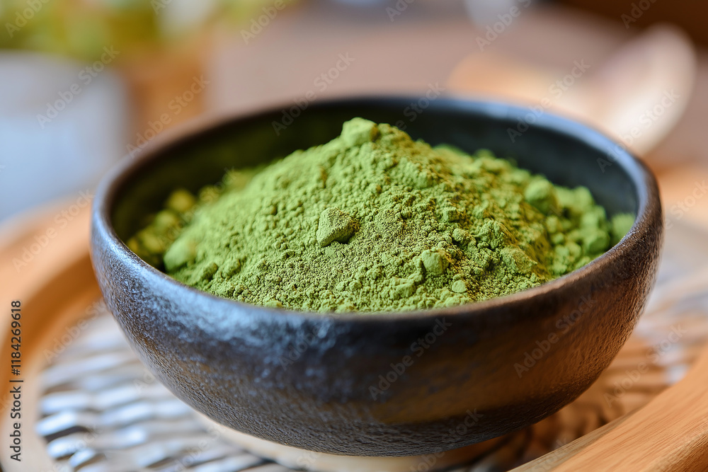 Green matcha in cafe. generative AI Green matcha in cafe. generative AI