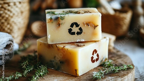 Eco-friendly soap promoting sustainable living practices. photo