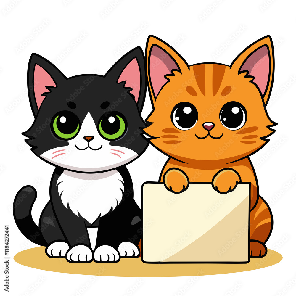 Fototapeta premium Set of ginger and black kittens with the blank pet kitten photography poster PNG file download