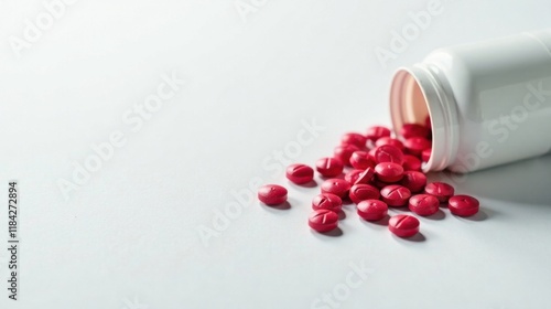 Wallpaper Mural Red Tablets Spilled from a White Bottle on a Light Surface Torontodigital.ca