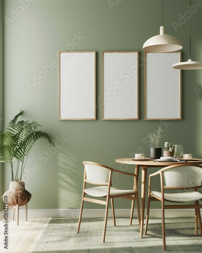 Cafe shop interior with blank poster on the wall, version 25