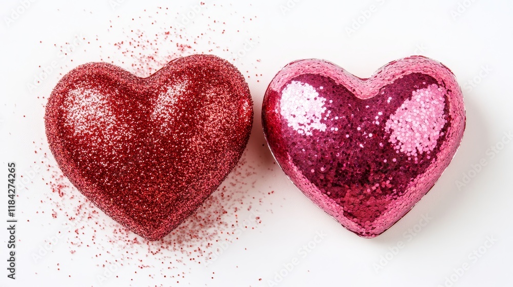Fototapeta premium Elegant heart-shaped borders in vibrant red and pink tones