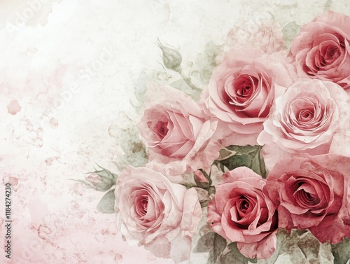Delicate pink roses floral arrangement soft background artistic design romantic concept