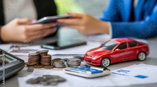 Obraz na płótnie Financial consultant discussing affordable car leasing options with a customer. w salonie