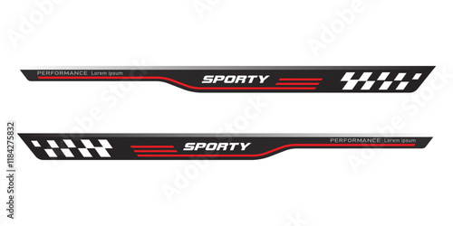 set car side stripes left right. Racing vehicle graphics vinyls vector