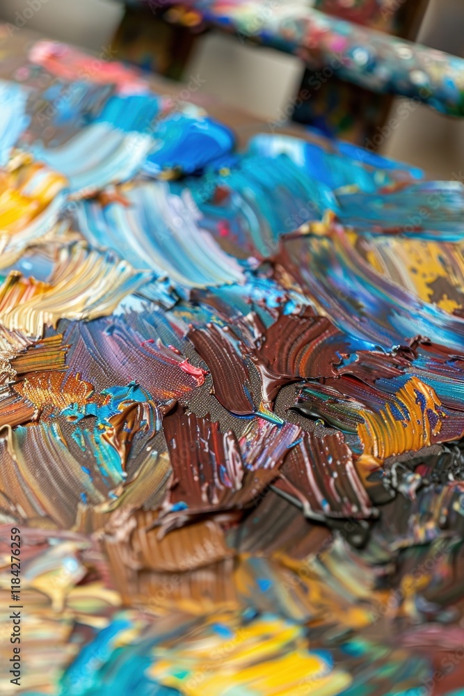 Fototapeta premium Vibrant abstract oil painting with bold brushstrokes and dynamic texture