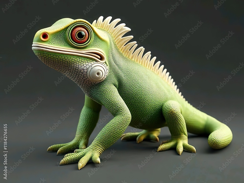 Fototapeta premium Happy cute gecko cartoon 3d illustration