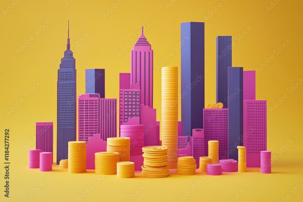Obraz premium A paper cut of business icon concept as show symbolizing growth in financial health or sustainability.