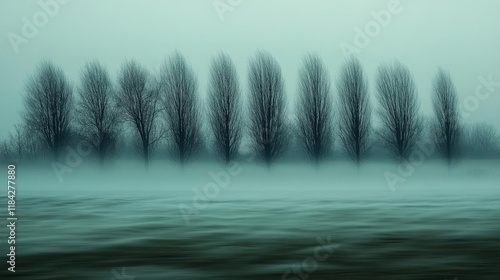 Eerie Monochromatic Landscape of Trees in Fog