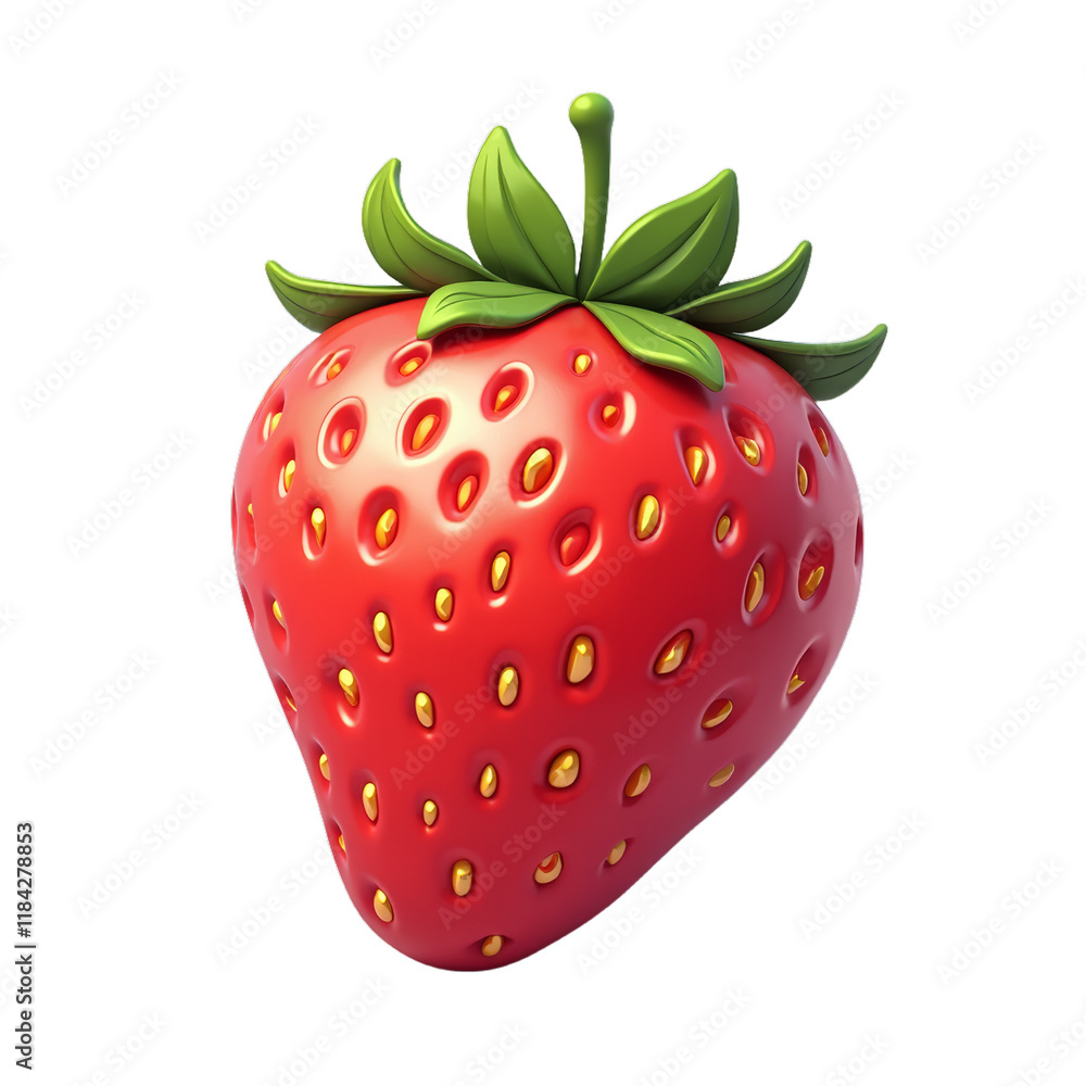 Obraz premium A juicy red fruit with seeds and leaves