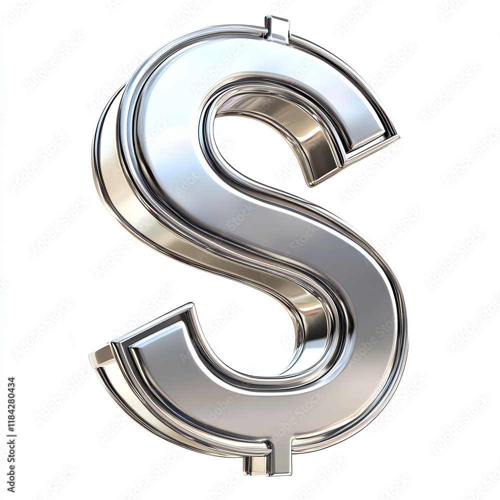 Shiny silver dollar symbol on a white isolate background. Shiny silver dollar symbol on a white isolate background.