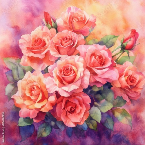 Vibrant pink roses in bloom floral still life artistic composition colorful background close-up perspective beauty concept