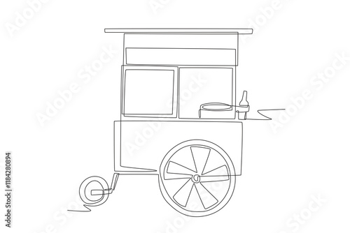 Street food vendors concept one-line drawing