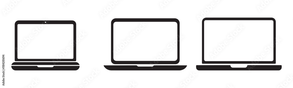Outline Laptop Icon set vector on white background Outline Laptop Icon set vector on white background