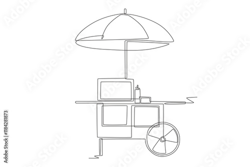 Street food vendors concept one-line drawing
