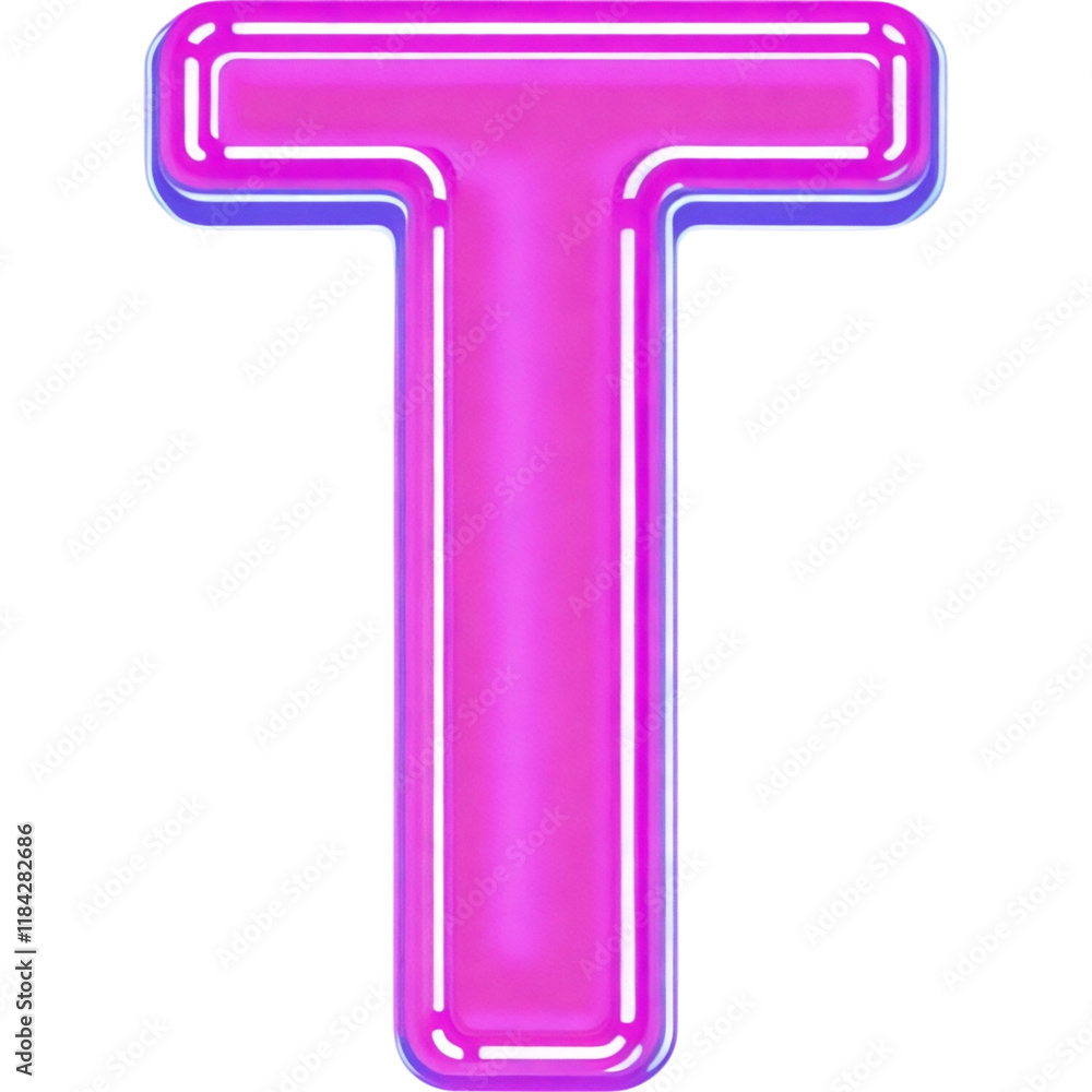 Letter T with Pink Neon Lights Letter T with Pink Neon Lights