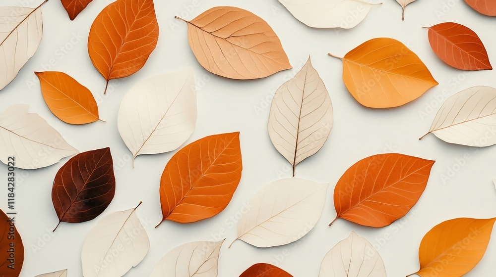 Fototapeta premium Overlapping Autumn Leaves in a Minimalist Digital Overlay Composition