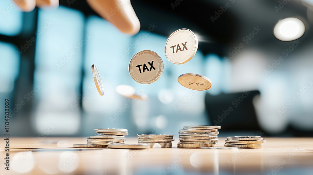 2025 Calendar highlights tax deadlines and coin values. Coins Falling on Stacked Coins with Tax Label in Focus 2025 Calendar highlights tax deadlines and coin values. Coins Falling on Stacked Coins with Tax Label in Focus