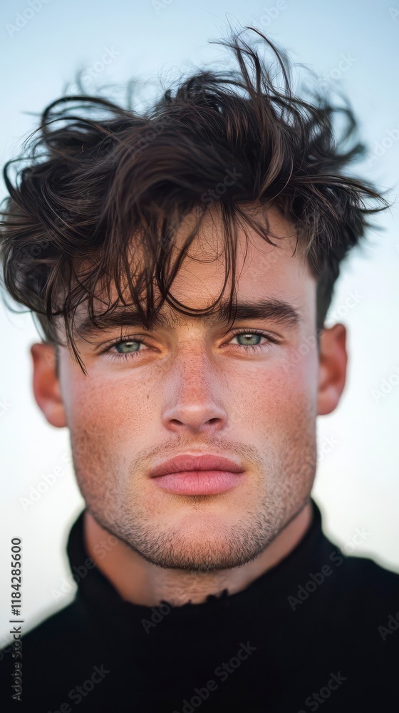Fototapeta premium Windswept: A Portrait of Serene Masculinity