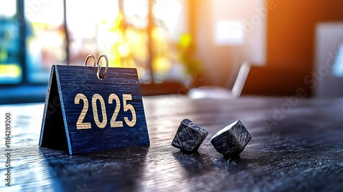2025 Calendar highlights tax deadlines and coin values. Elegant Desk Calendar for Year 2025 with Modern Design