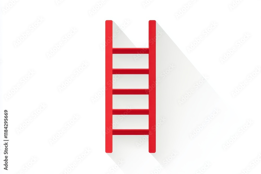 Bright red ladder casts a long shadow against a minimalist background, capturing the essence of simplicity and functionality in design Bright red ladder casts a long shadow against a minimalist background, capturing the essence of simplicity and functionality in design