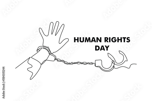 International Human Rights Day Concept. Single line draw design. Full length animation illustration. High quality 4k footage.