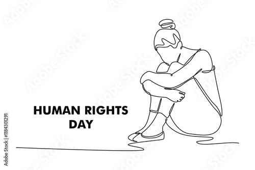 International Human Rights Day Concept. Single line draw design. Full length animation illustration. High quality 4k footage.