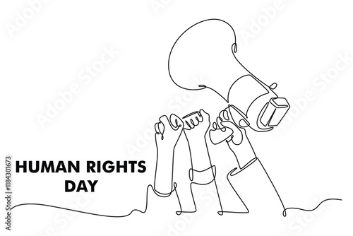 International Human Rights Day Concept. Single line draw design. Full length animation illustration. High quality 4k footage.