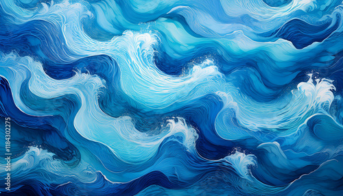 Obraz na płótnie Patterns of turquoise seawater with the movement of waves and foam w salonie
