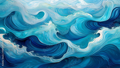 Obraz na płótnie Patterns of turquoise seawater with the movement of waves and foam w salonie