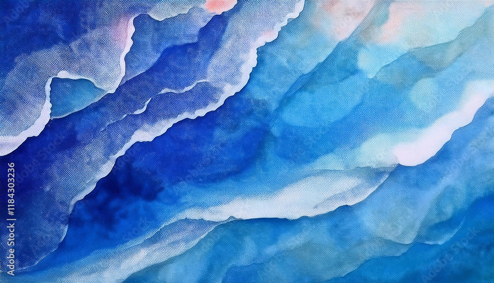 Patterns of turquoise seawater with the movement of waves and foam