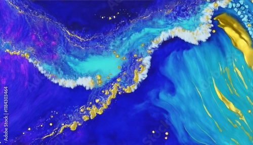 Obraz na płótnie Patterns of turquoise seawater with the movement of waves and foam w salonie