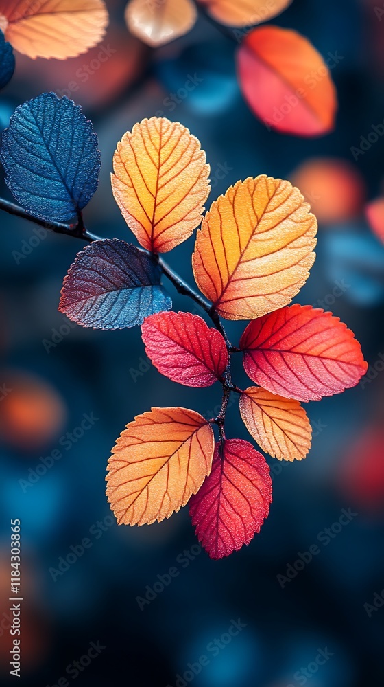 Fototapeta premium Vibrant Autumn Leaves Branch Colorful Nature