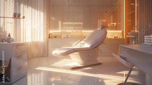 Serene Medical Spa Reception Area with Modern Treatment Chair.