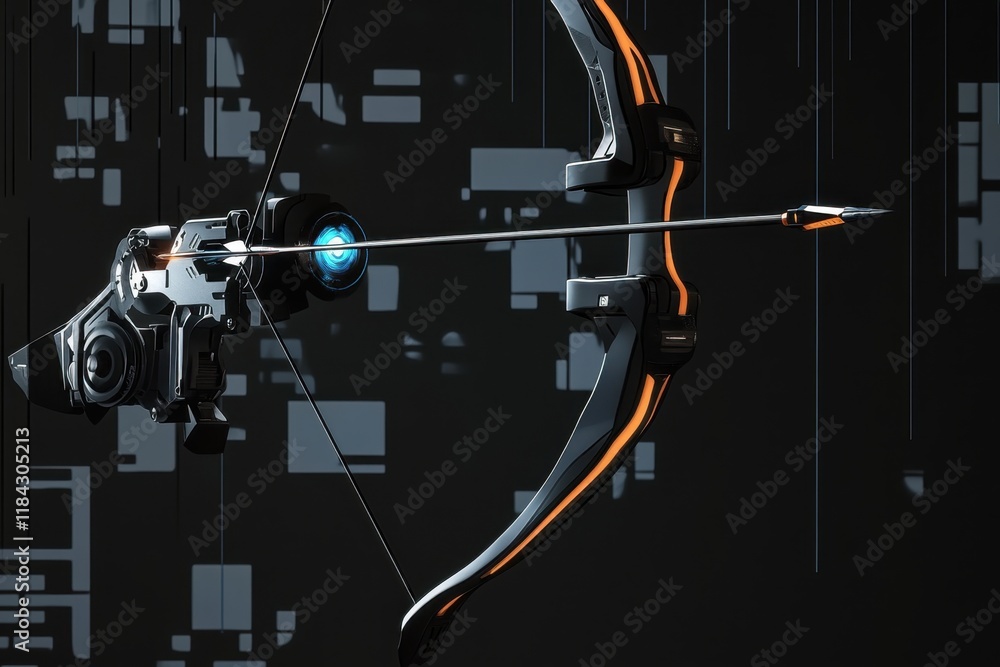 Naklejka premium Futuristic bow and arrow design with advanced technology and sleek aesthetics