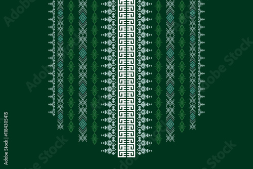 Neck geometric abstract Aztec oriental embroidery traditional border pattern. Native geometry neck decorative design for fashion, texture, element, neckline, textile, fabric, clothing, printing