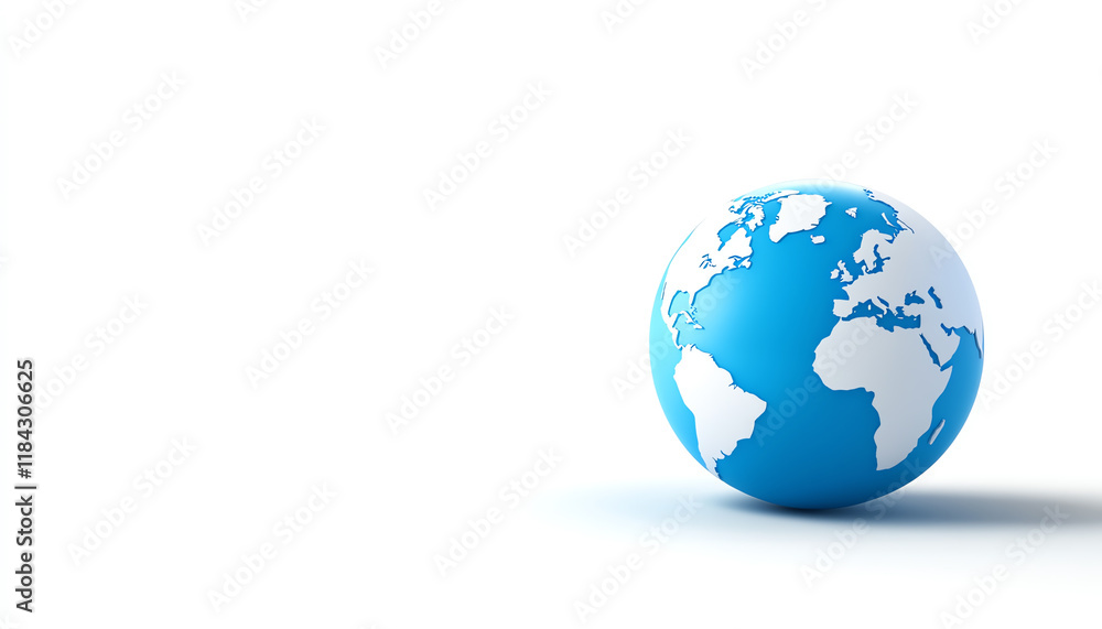 A blue globe illustration symbolizing the Earth, highlighting continents with a clean, modern design on a white background. A blue globe illustration symbolizing the Earth, highlighting continents with a clean, modern design on a white background.